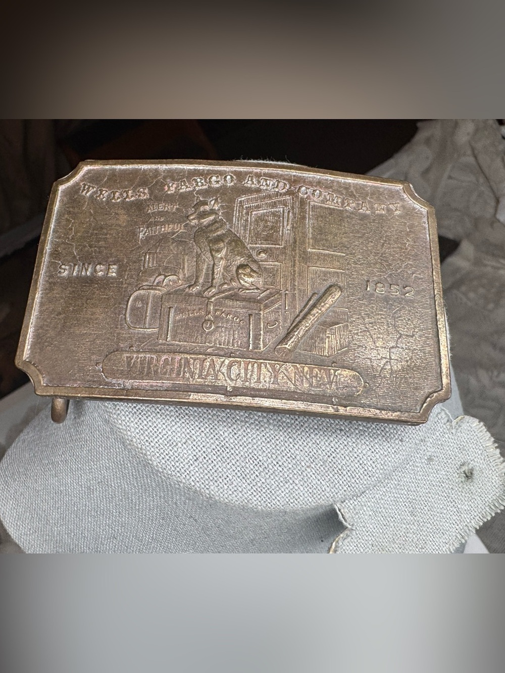 Wells Fargo & Co  NY England Solid Brass Belt Buckle Virginia City NEV